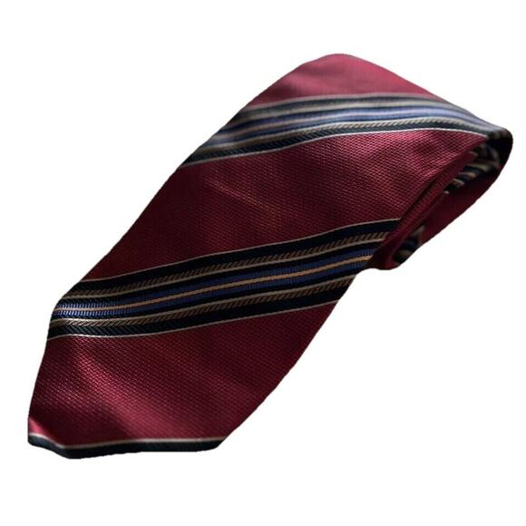 mark pendleton Men’s Tie red striped 100% silk men’s Designer Necktie - Picture 1 of 4